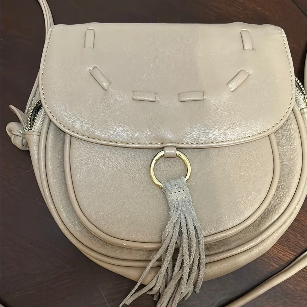 Lionel Caramel Studded Fringe Faux Leather Purse Bag Crossbody Boho